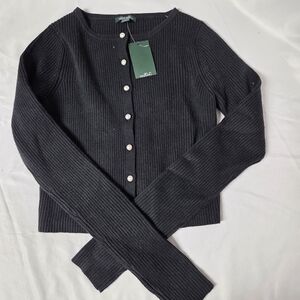 Wild Fable Black‎ Ribbed Cardigan Sweater Size XXS